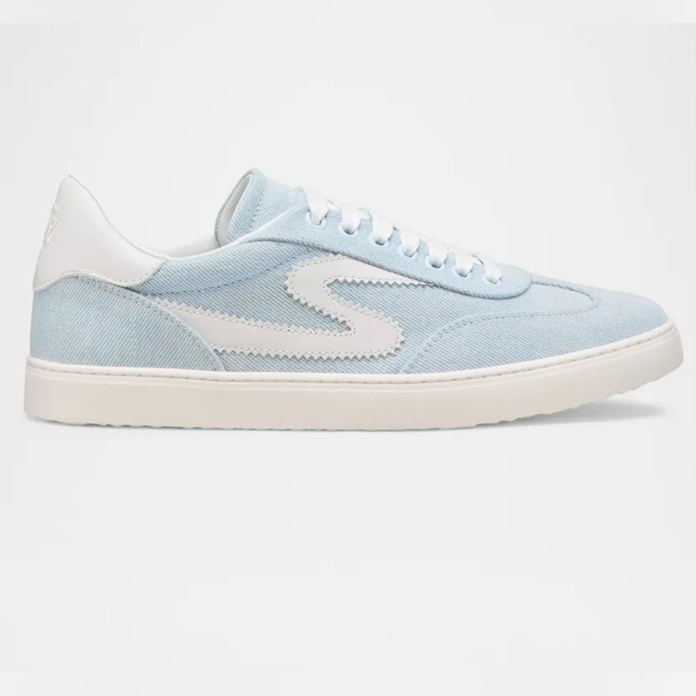 Stuart Weitzman Daryl Denim Blue Low-Top lace up Sneakers size 10 $295